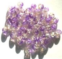 50 8mm Light Yellow & Violet Crackle Glass Beads